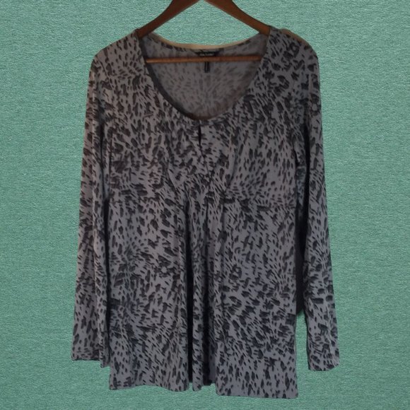 Daisy Fuentes Grey Leopard Print Blouse Size Large - Picture 1 of 7